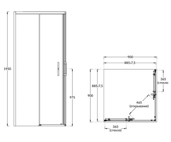 душевое ограждение KERAMA MARAZZI VETRO 90
